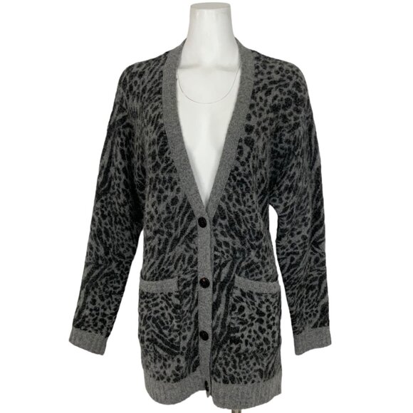 Rails Oslo Cardigan Sweater S Grey Mixed Animal Wool Button Front Fall Fashion - Picture 1 of 12